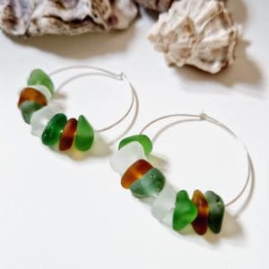 Kiawah Sea Glass Hoops up close