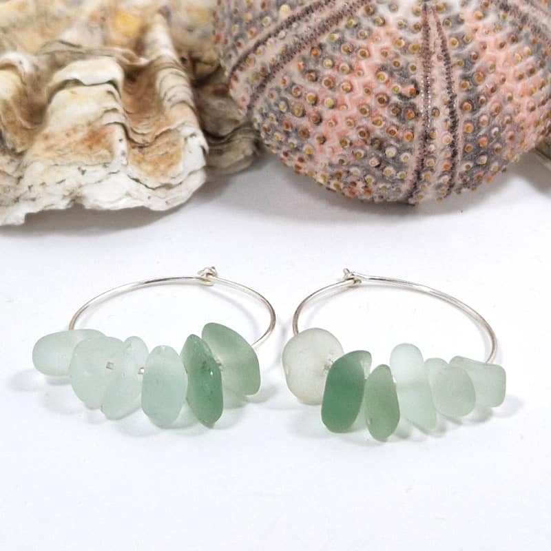 Lush Sea Glass Hoops close up