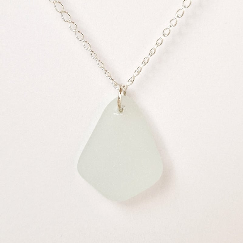 Nahla White Sea Glass Necklace with sterling silver chain