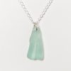 light turquoise sea glass necklace in silver chain