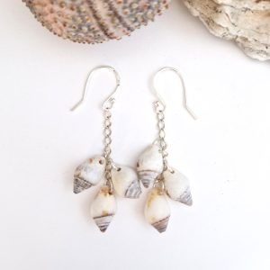 Cora Sea Shell Dangling Earrings on white background
