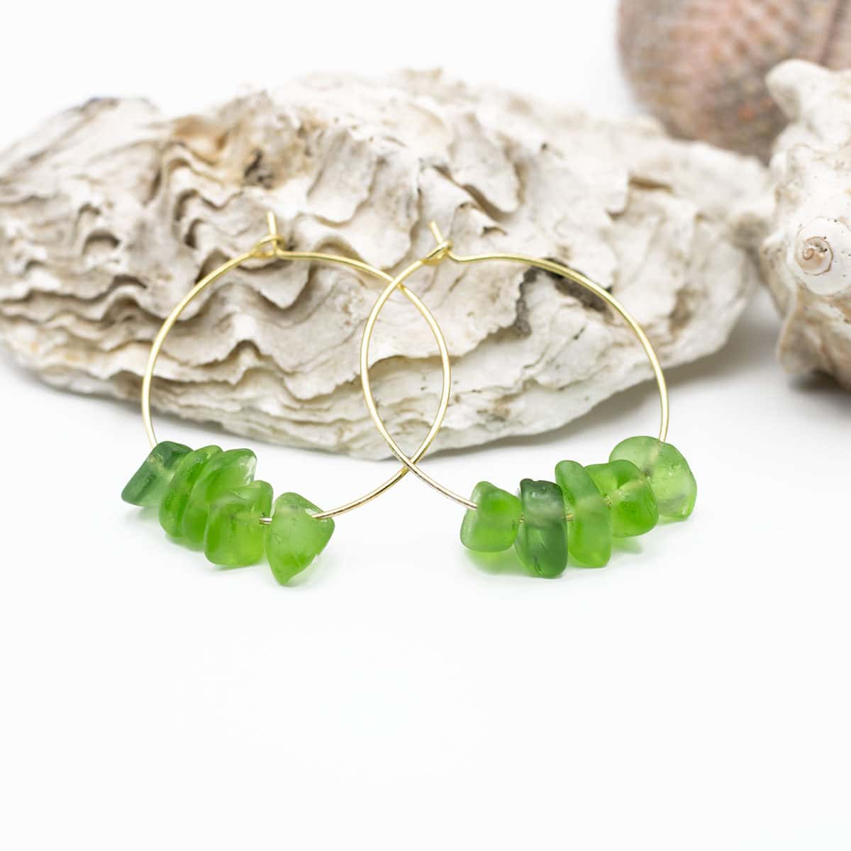 Green Waves Golden Hoops - Image 2