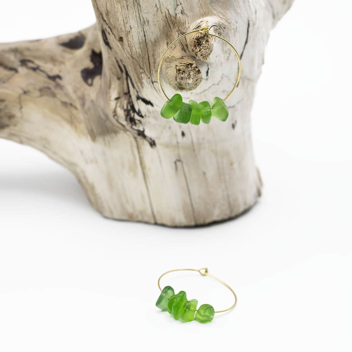 Green Waves Golden Hoops - Image 4