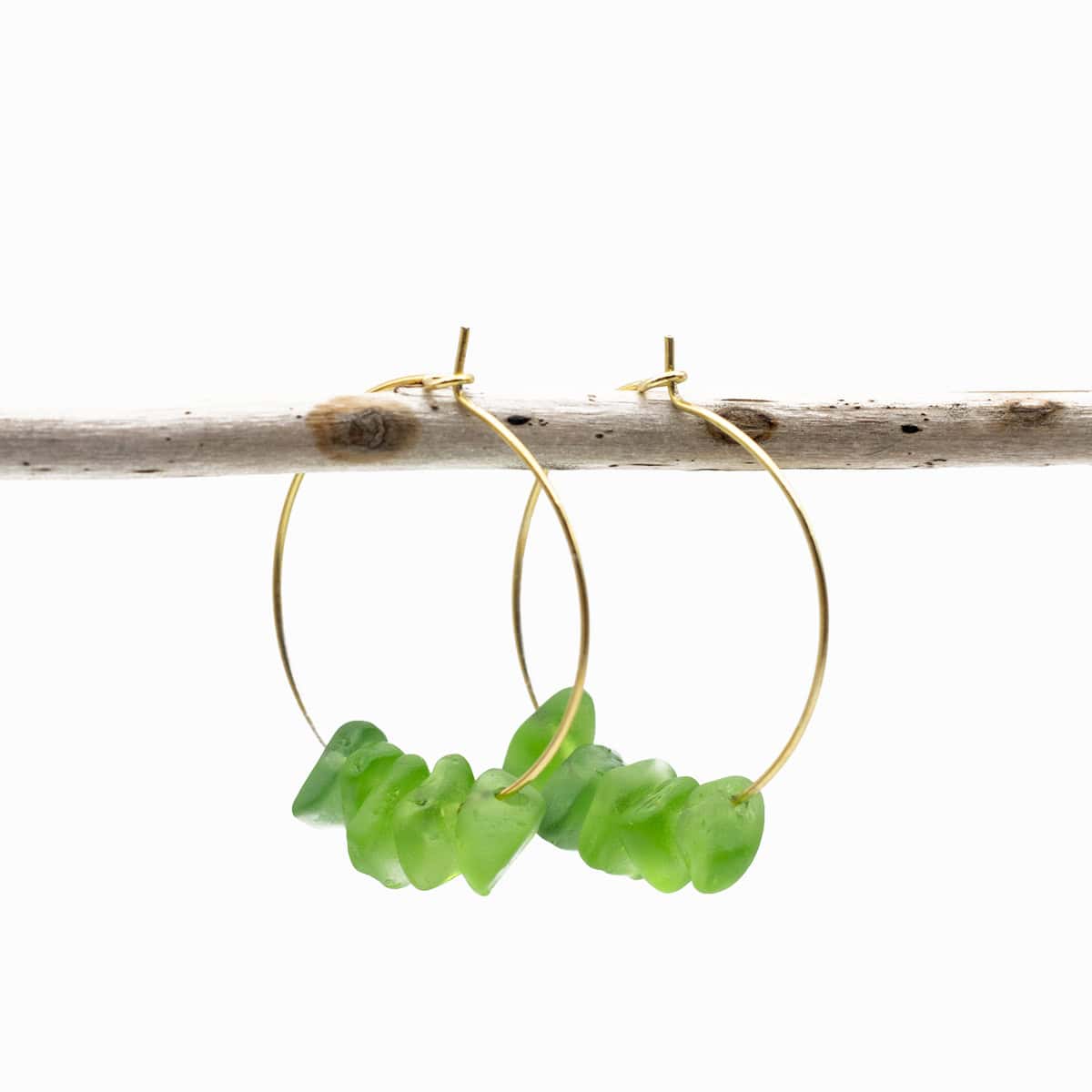 Green Waves Golden Hoops