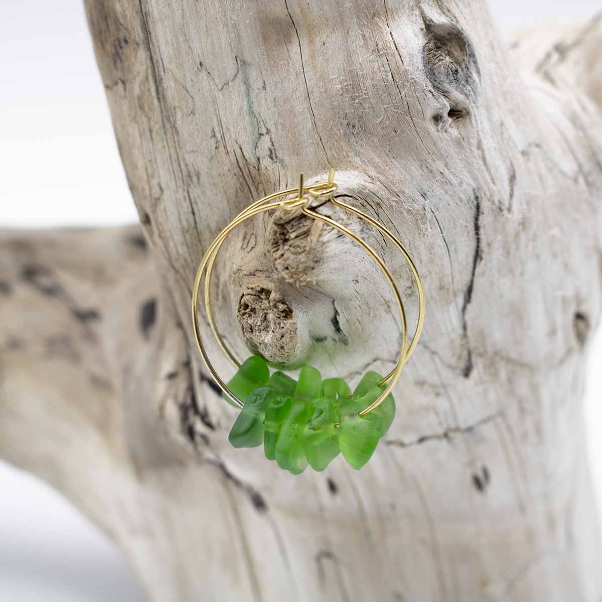 Green Waves Golden Hoops - Image 3