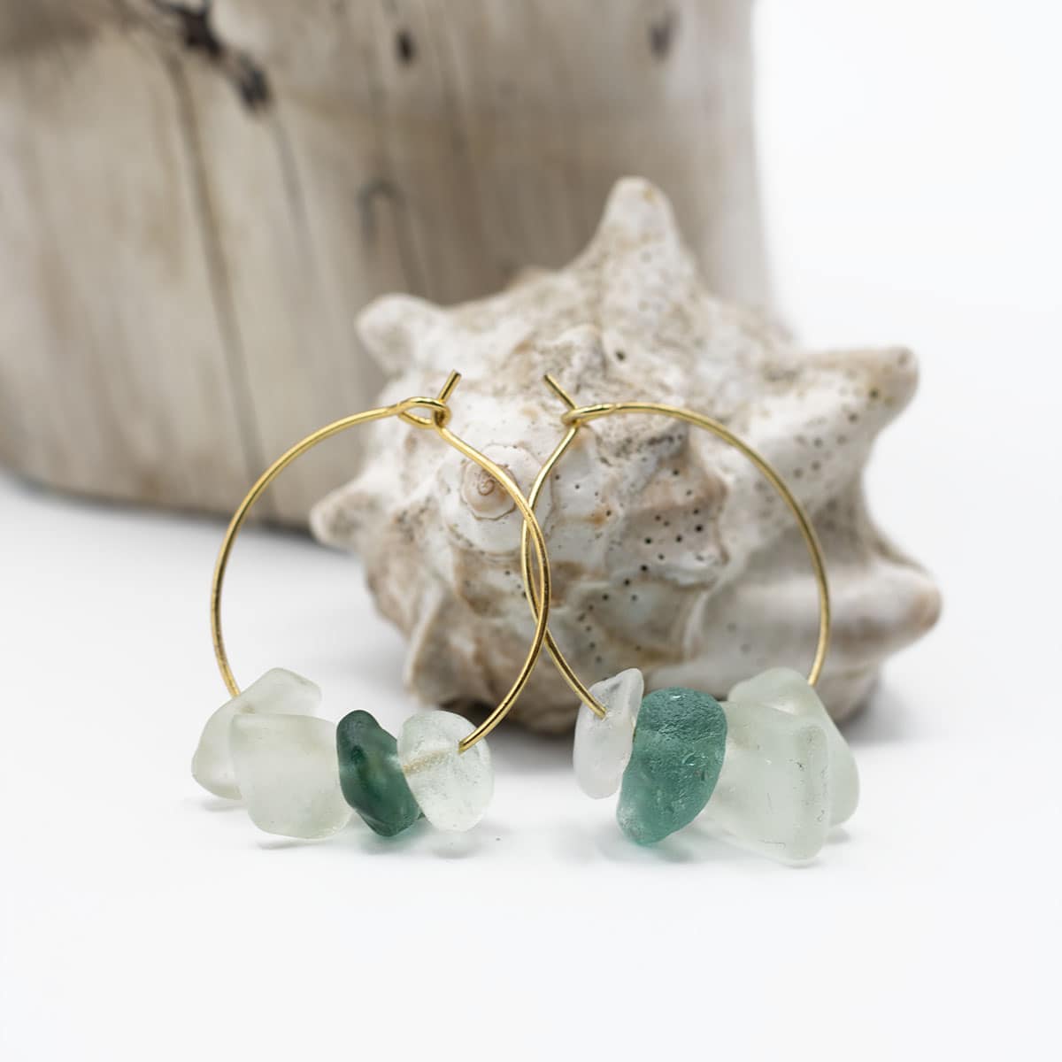 Ocean Serenity Golden Hoops