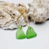 Viridis Golden Hoops, green sea glass on golden hoops